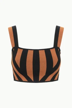 ZOLA TOP BLACK TAN SEASHORE STRIPE